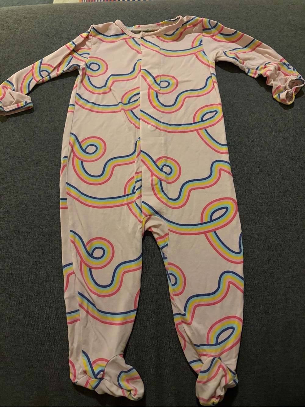 Magnetic Me Pink Rainbow-Print Footed One-Piece